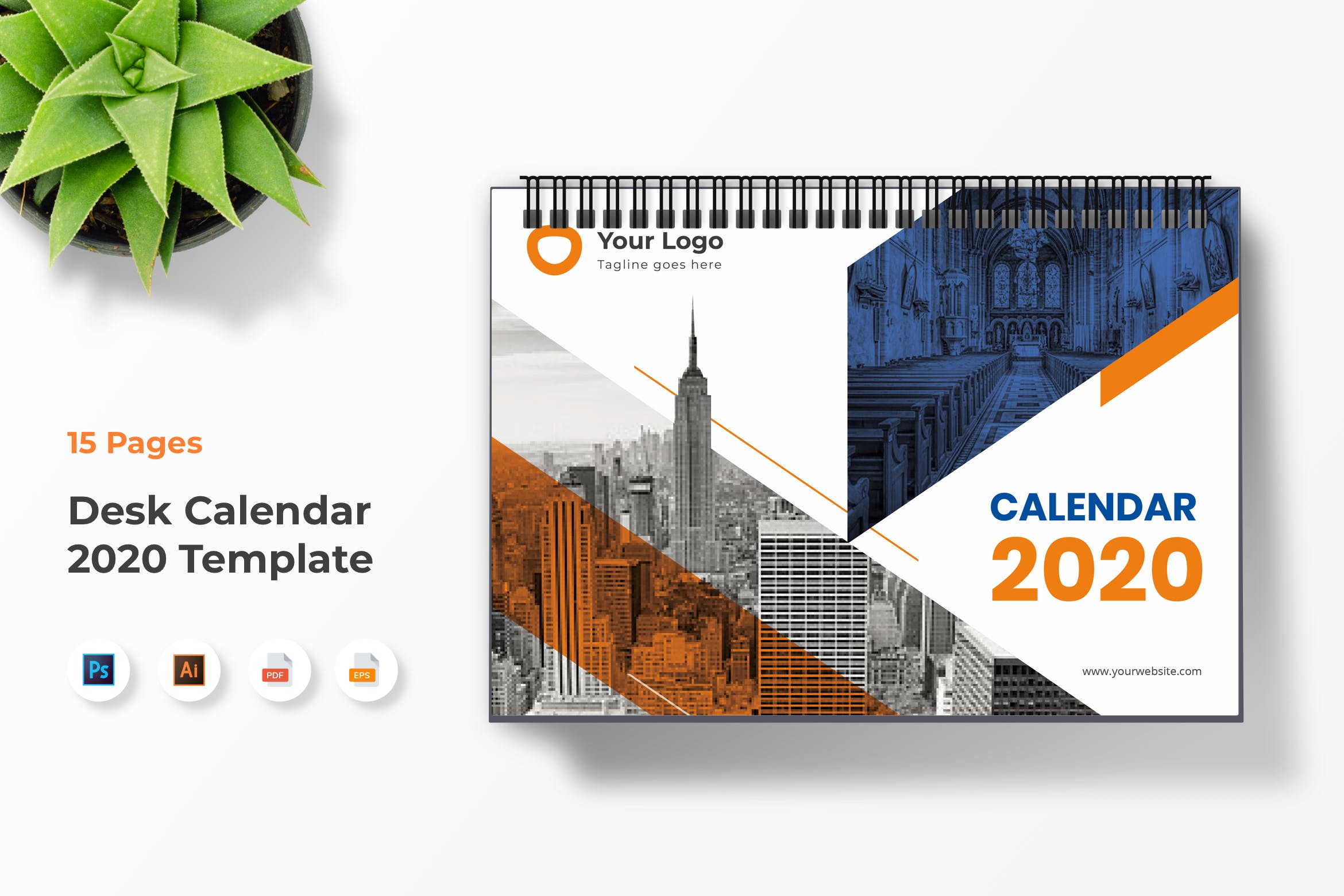 2020年企业定制设计活页年历日历设计模板 Business Calendar 2020插图