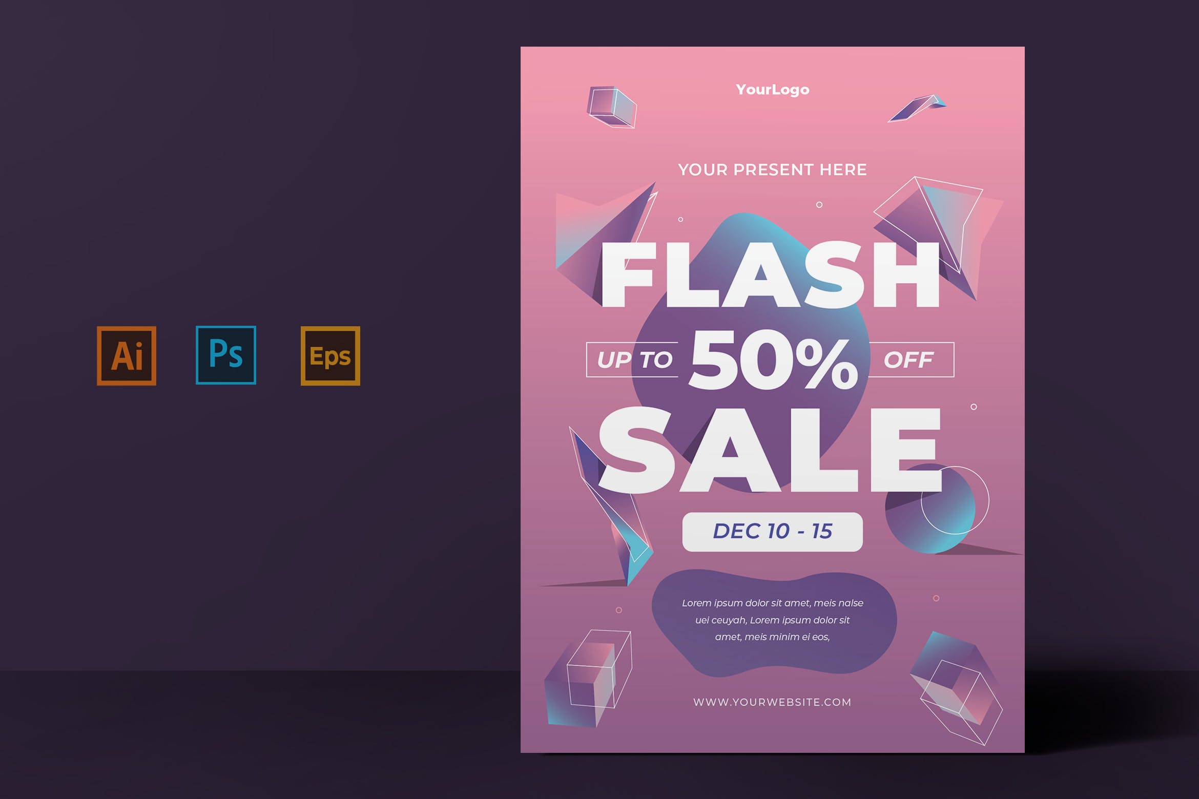 2019双11购物狂欢节促销海报设计模板素材 Flash Sale Template插图