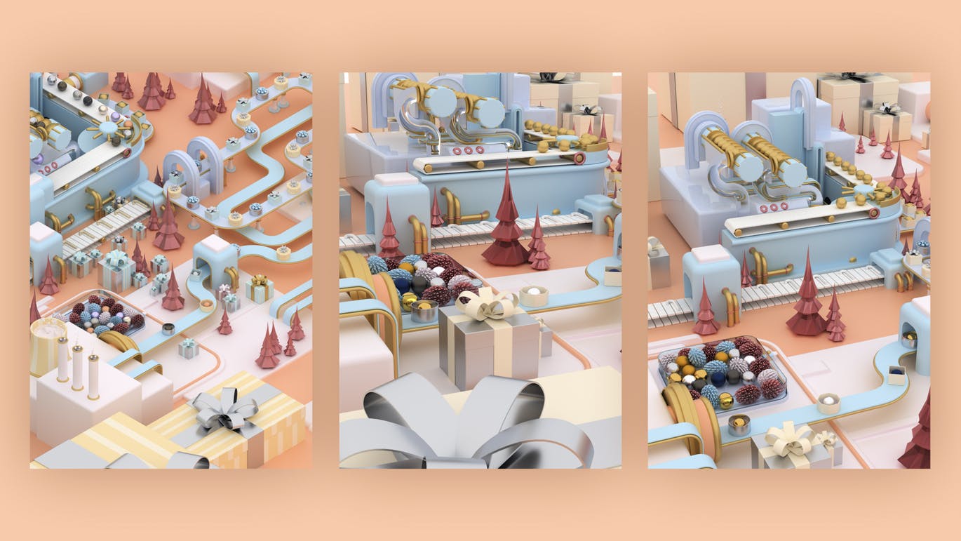 3D建模圣诞节主题概念工厂场景PNG素材 Christmas Factory插图14