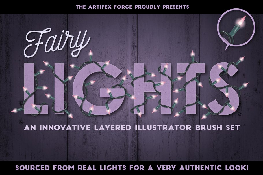 彩色小灯彩灯图案AI笔刷 Fairy Light Brushes插图