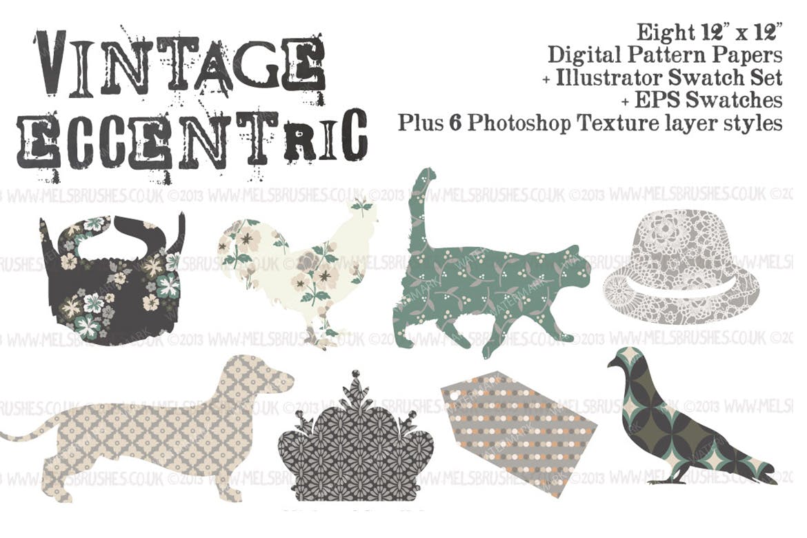 复古怪诞时尚设计矢量素材包 Vintage Eccentric Designers Toolkit插图(8)