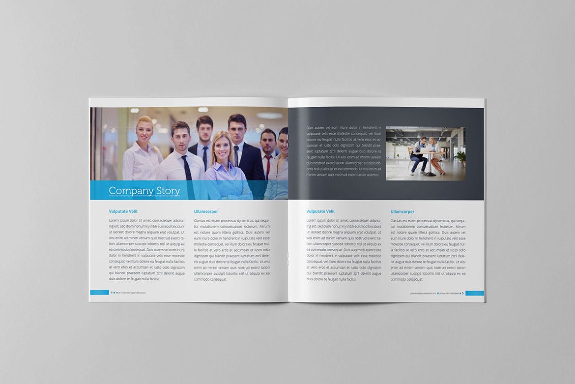 信息科技企业公司画册设计模板素材 Blue Corporate Square Brochure插图2