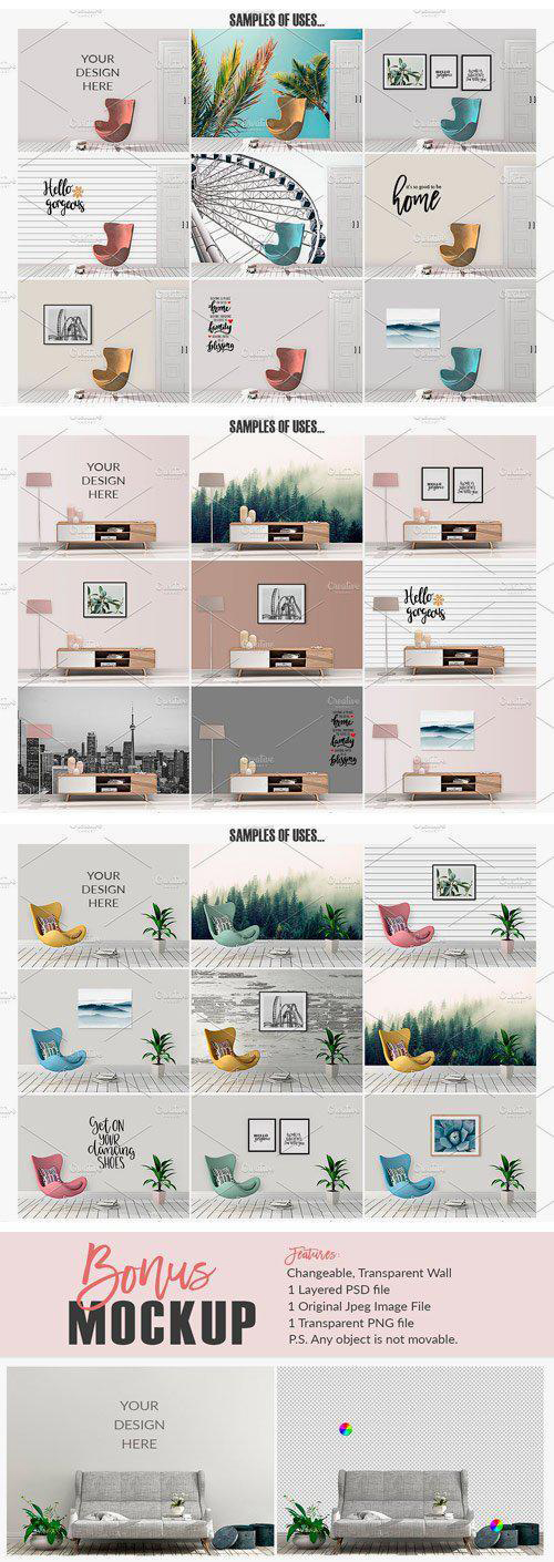 高品质的房间墙面和框架展示样机 Room Mockup Wall and Frame Bundle [psd] 1.16 GB插图(4)