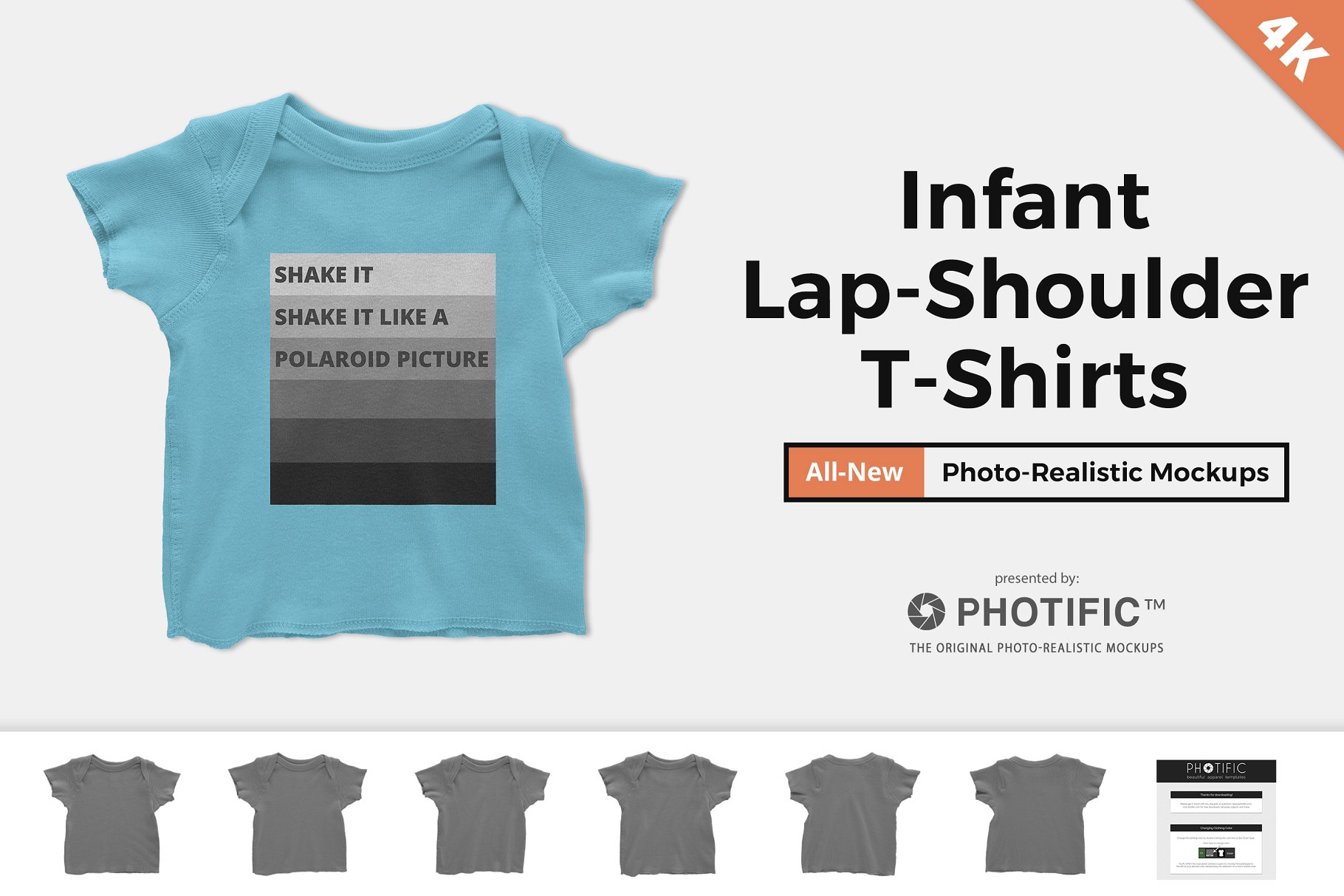 婴儿拼接袖T恤样机 Infant Lap Shoulder T-Shirt Mockups插图