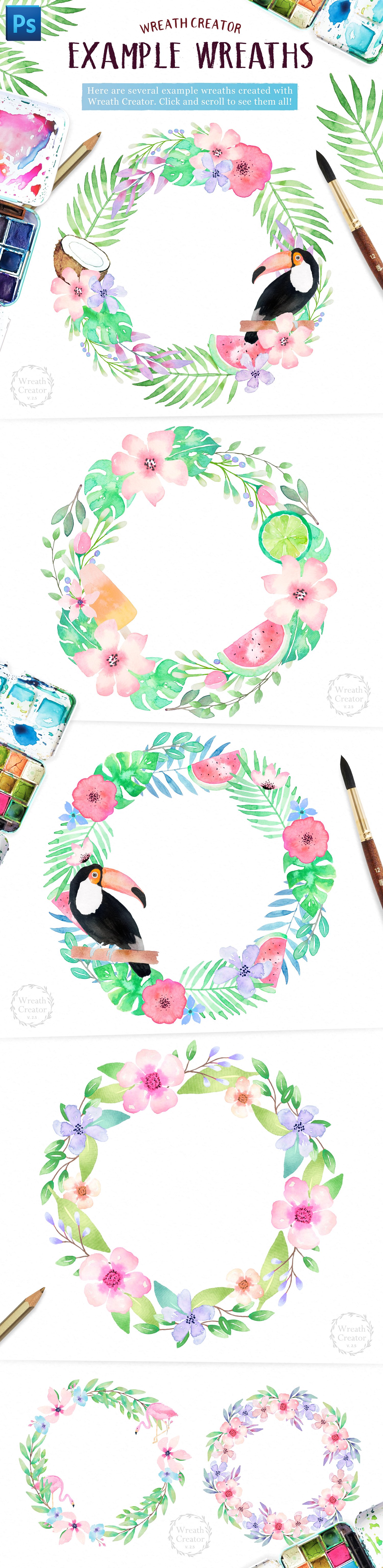 漂亮快捷花卉花环设计AI动作工具包 Universal Wreath Creator Pro插图(4)