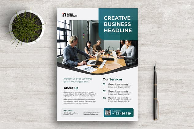 企业简介宣传海报传单设计PSD分层模板素材v1 Corporate Business Flyer PSD and Vector Vol.1插图(1)