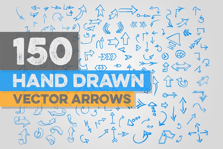 150款手绘箭头图形素材 150 Hand Drawn Vector Arrows插图