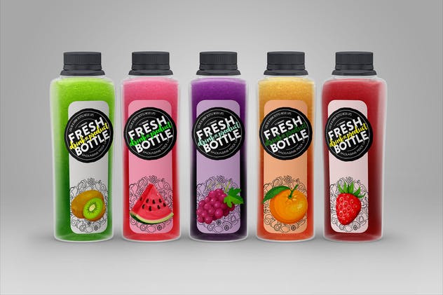 果汁瓶包装外观设计样机模板 Juice Bottle Set Packaging MockUp插图9