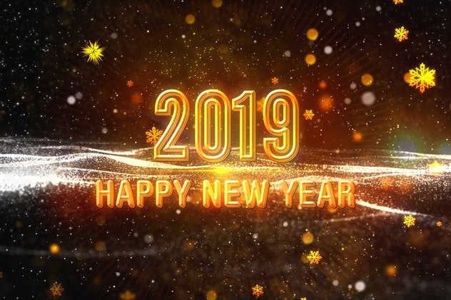 2019年新年星光熠熠年会海报设计模板v2 Happy New Year 2019 V2插图(1)