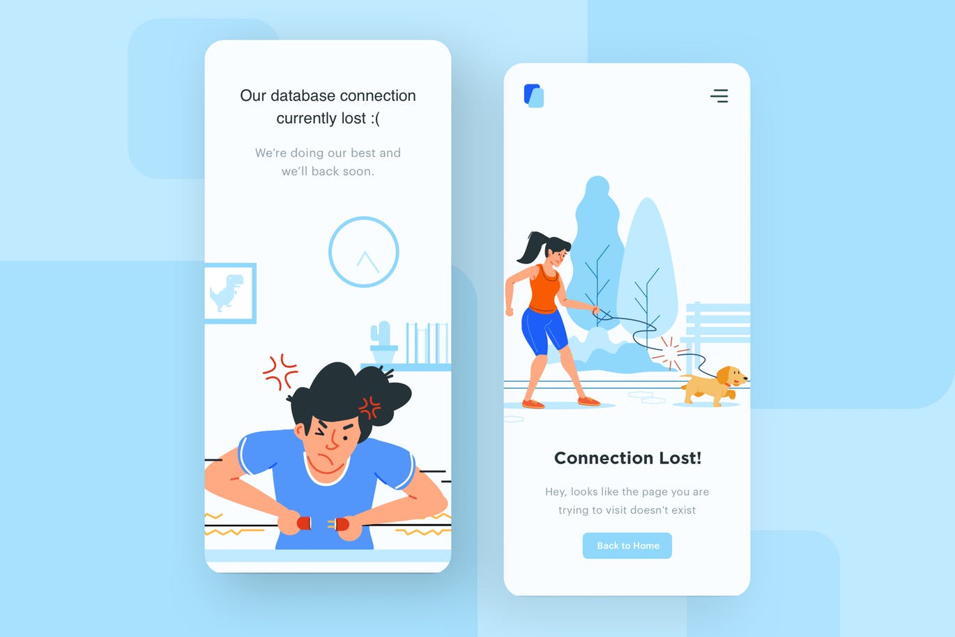 APP网络连接错误页面设计模板 Connection Lost – Mobile Apps Illustration插图(1)