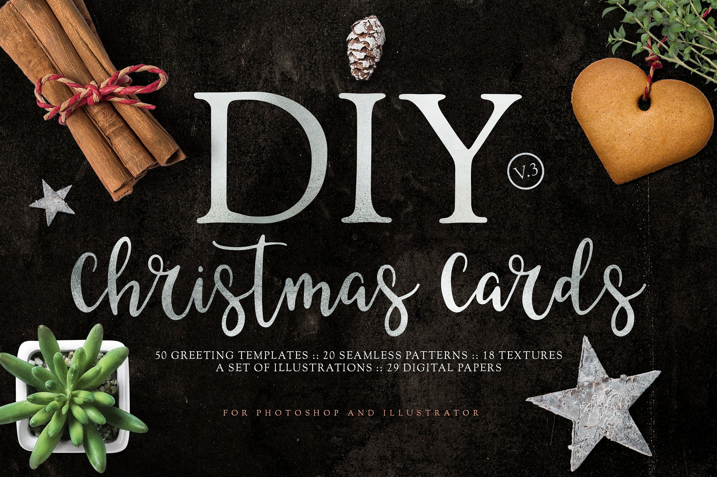 圣诞节贺卡DIY设计素材包v3 DIY Christmas Cards v3插图