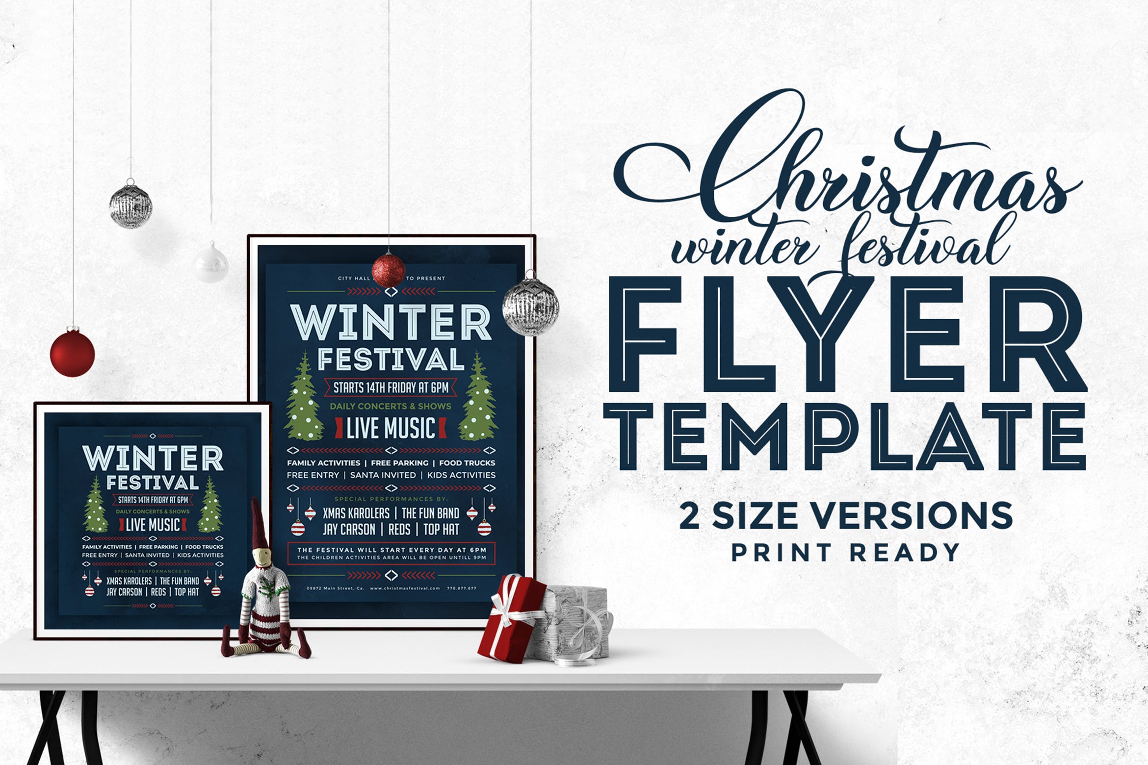 圣诞节庆祝主题海报传单设计模板v3 Christmas Flyer Template Vol.3插图