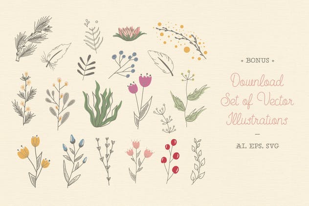 花卉元素图案AI笔刷 Floral Pattern Brushes For Illustrator插图4