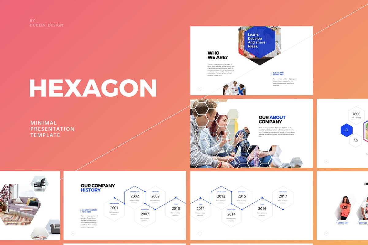 超高品质创业公司路演/项目投标PPT幻灯片模板 Hexagon – Powerpoint Template插图