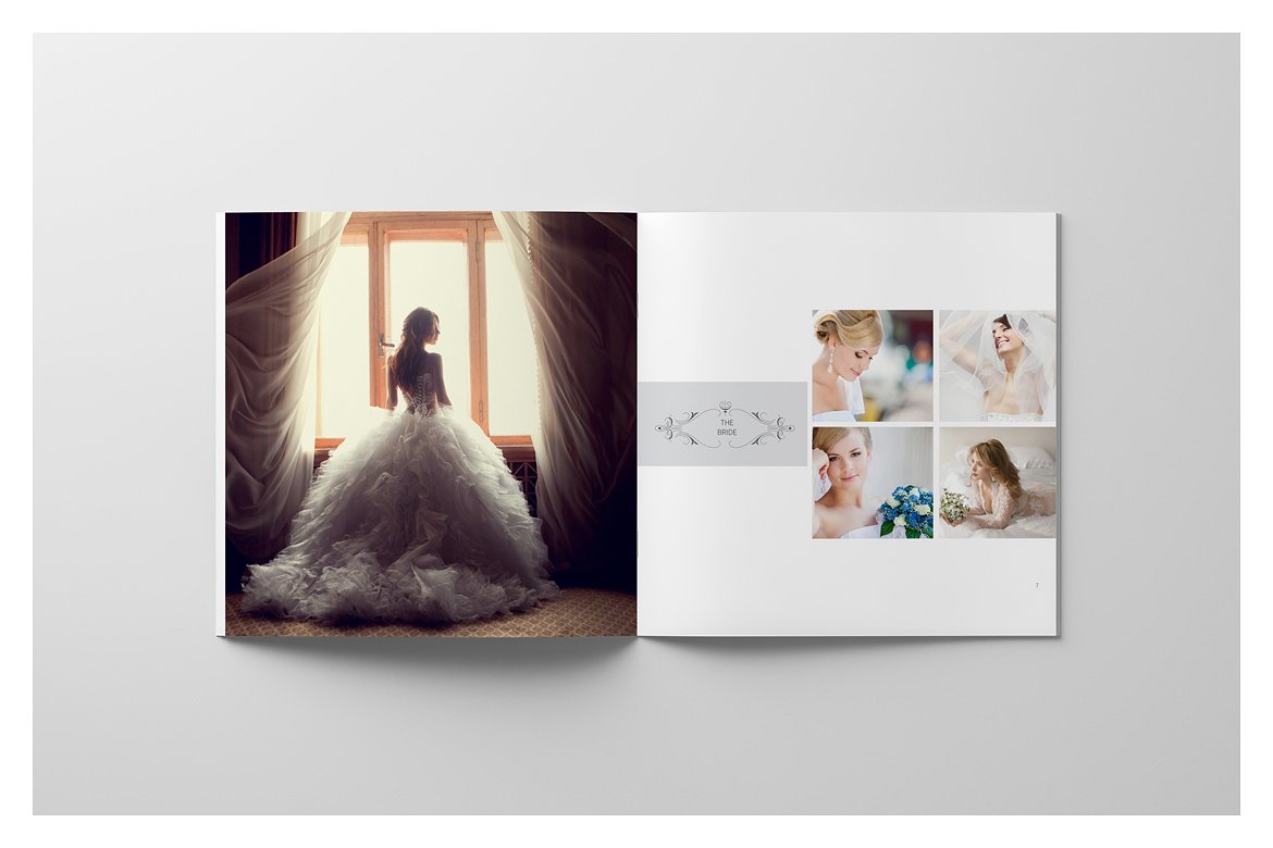唯美极简的正方形婚纱照相册模板下载 Minimalist Square Wedding Album [indd,psd]插图(6)