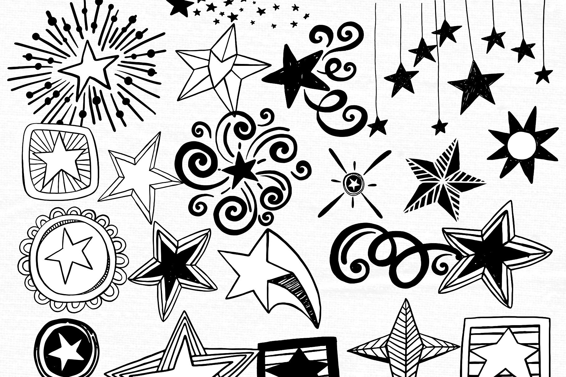 星星涂鸦图案剪贴画 Star PNG Vector, Star Doodle ClipArt插图(4)