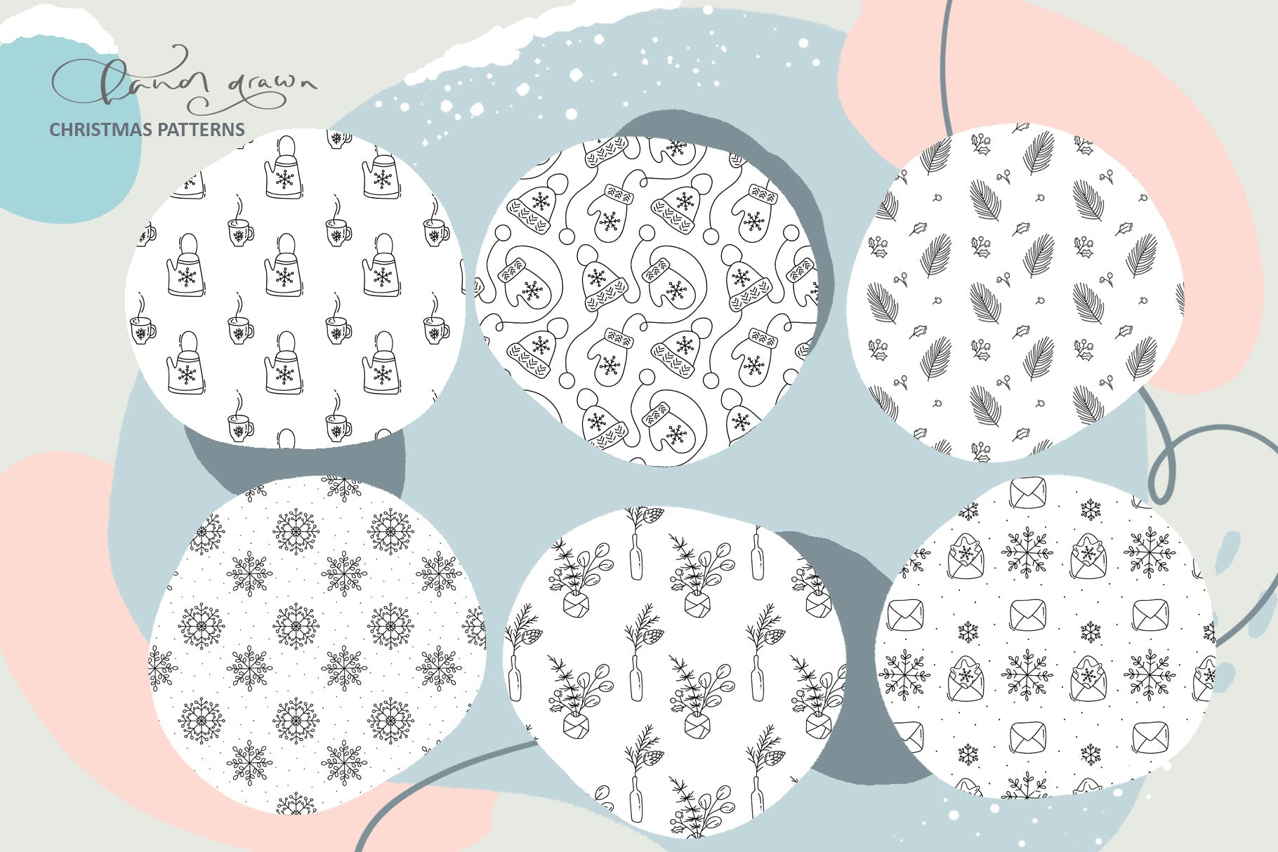 Monoline线条设计风格圣诞节设计素材包 Merry Christmas monoline插图(6)