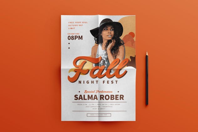 秋季音乐节传单海报设计模板 Fall Music Fest Flyer插图(1)