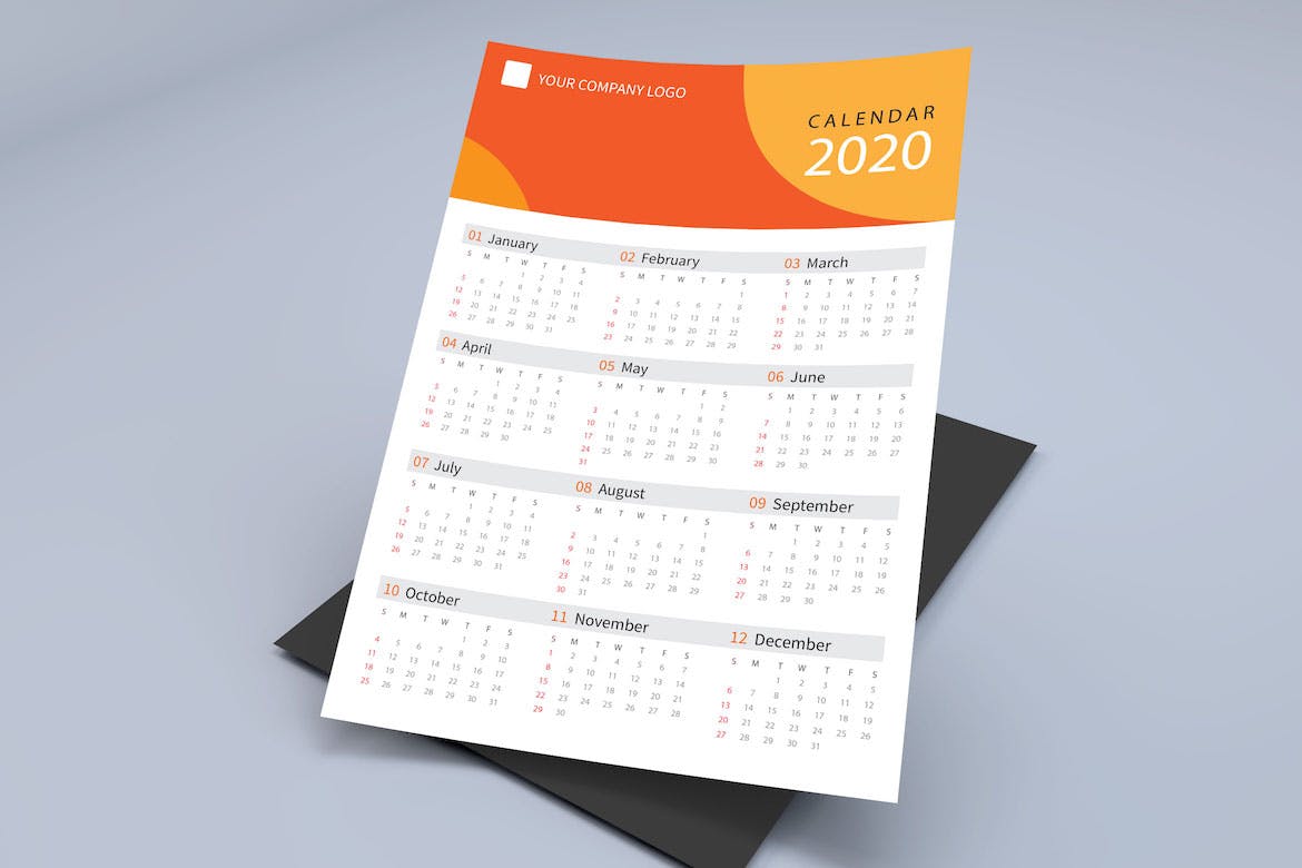 彩色几何图形2020日历表年历设计模板 Creative Calendar Pro 2020插图(4)