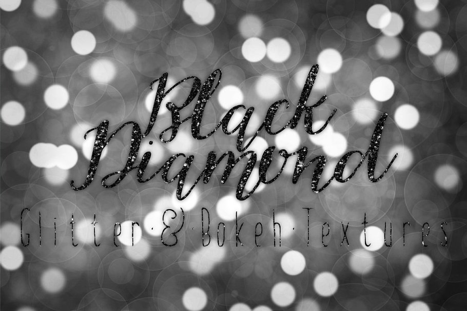 黑钻石闪光和散景叠层背景素材 Black Diamond Glitter and Bokeh插图