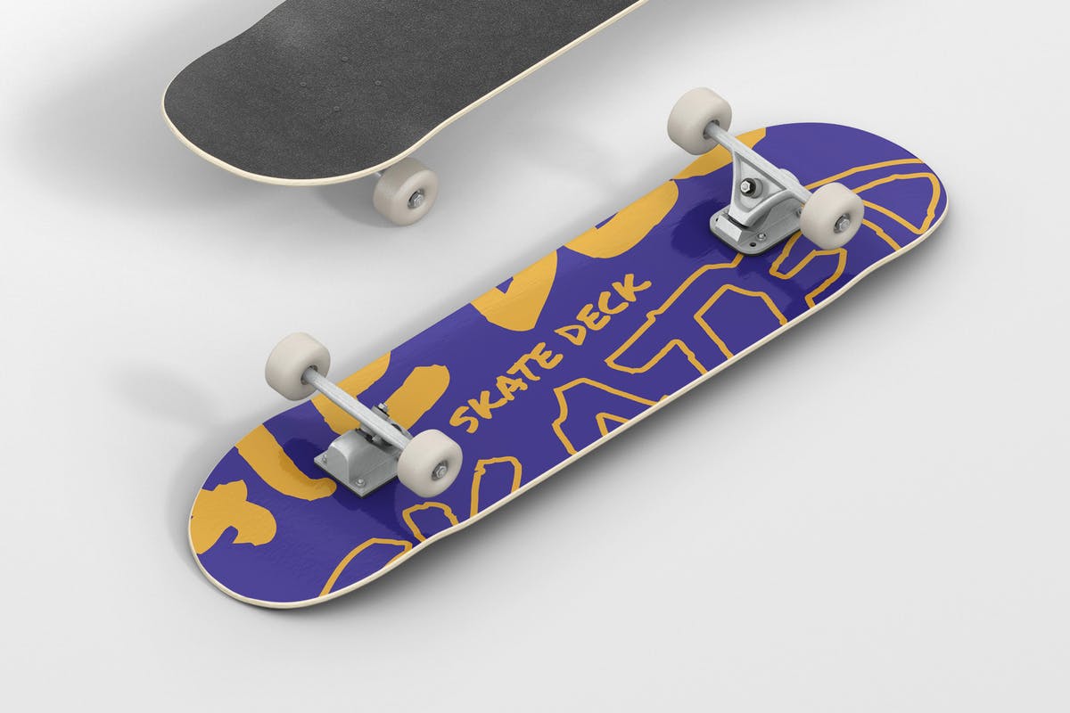 极限运动滑板图案设计样机 Skateboard Mockup插图