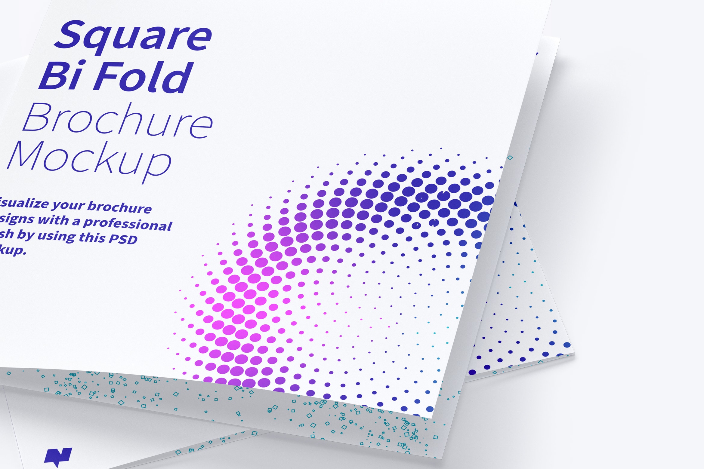 方形对折传单宣传册设计样机06 Square Bi Fold Brochure Mockup 06插图2