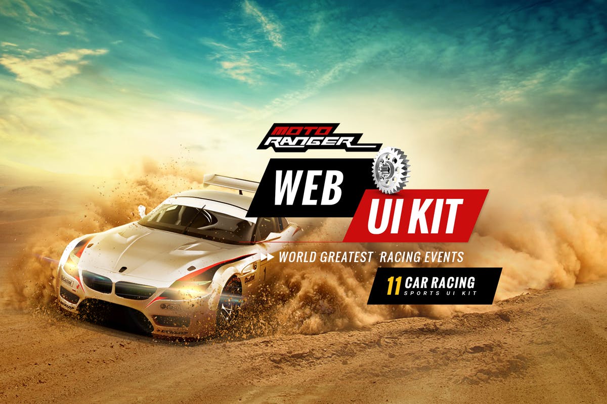 汽车竞技&汽车主题网站UI套件 Moto Rangers web UI kit插图