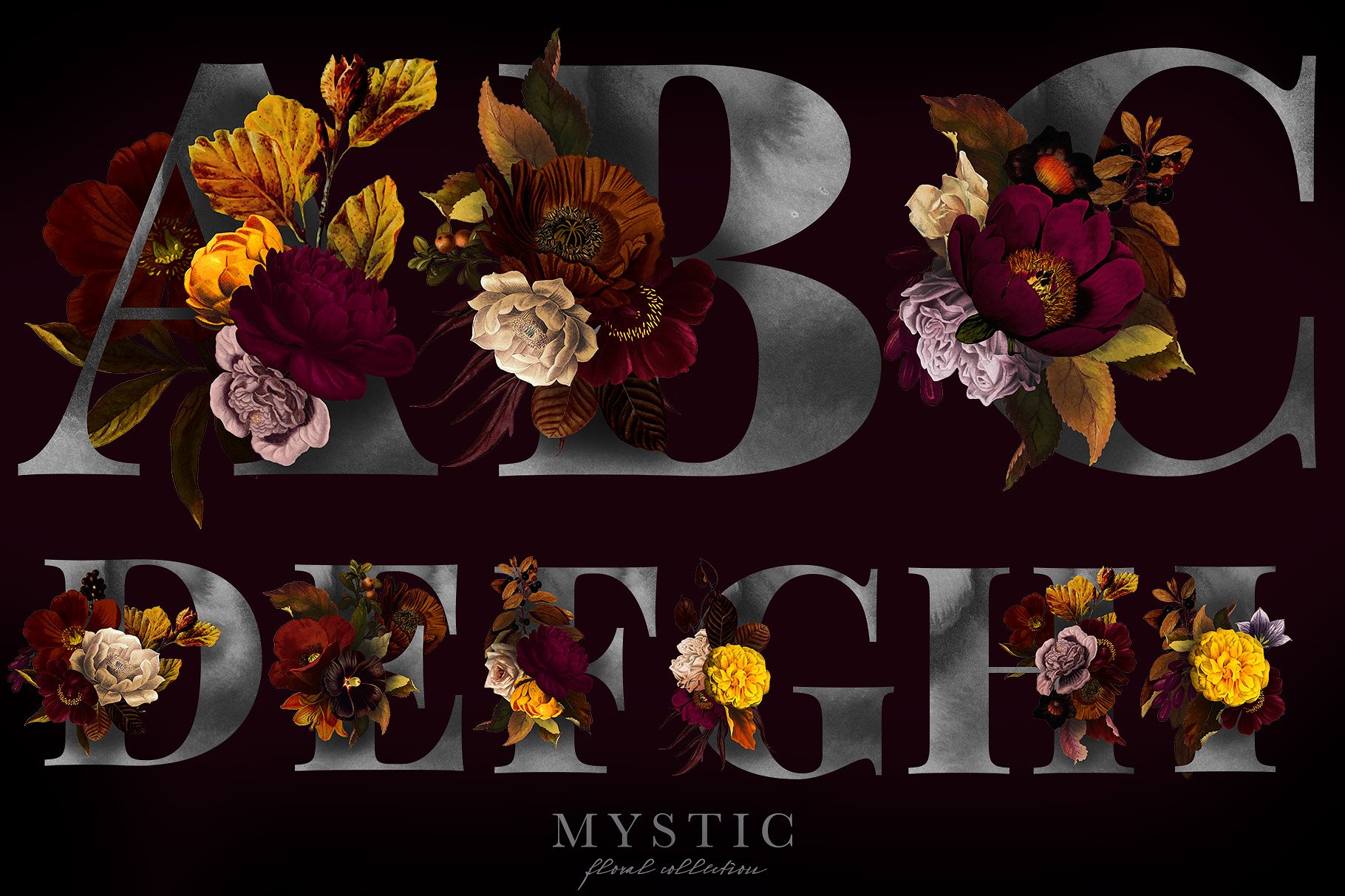 神秘花卉剪贴画艺术收藏 Mystic Floral Collection Clip Art插图1