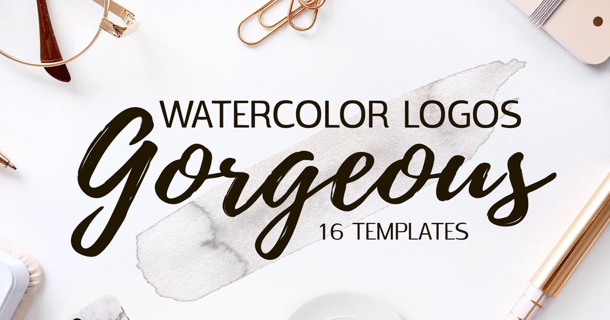 华丽优雅水彩设计风格Logo商标设计模板素材 Gorgeous Watercolor Logo Templates插图