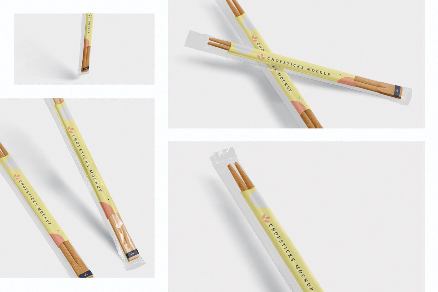 筷子透明包装设计效果图样机 Chopsticks Mockup in Transparent Packaging插图(1)