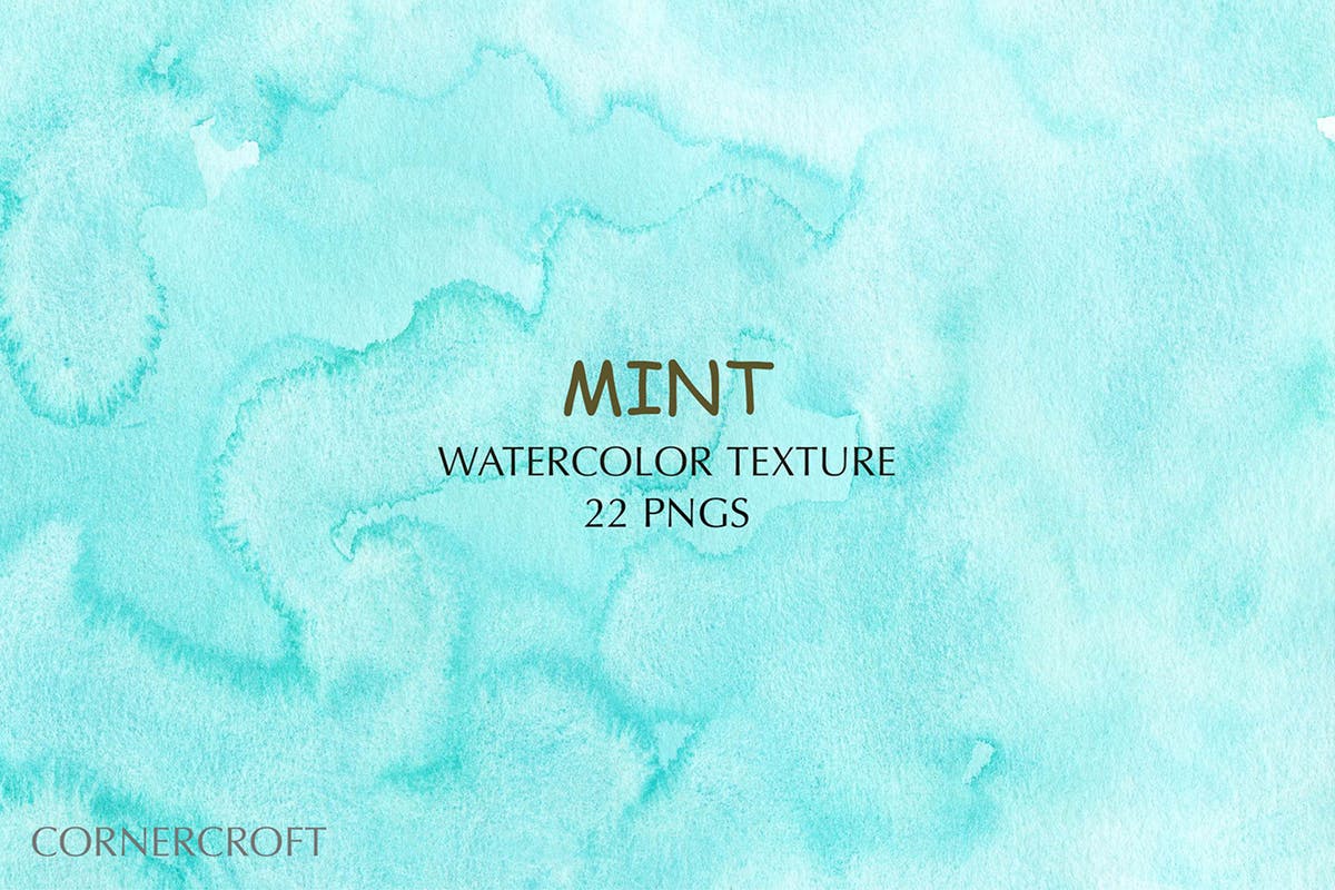 薄荷绿松石水彩背景纹理素材 Watercolor Texture Mint插图