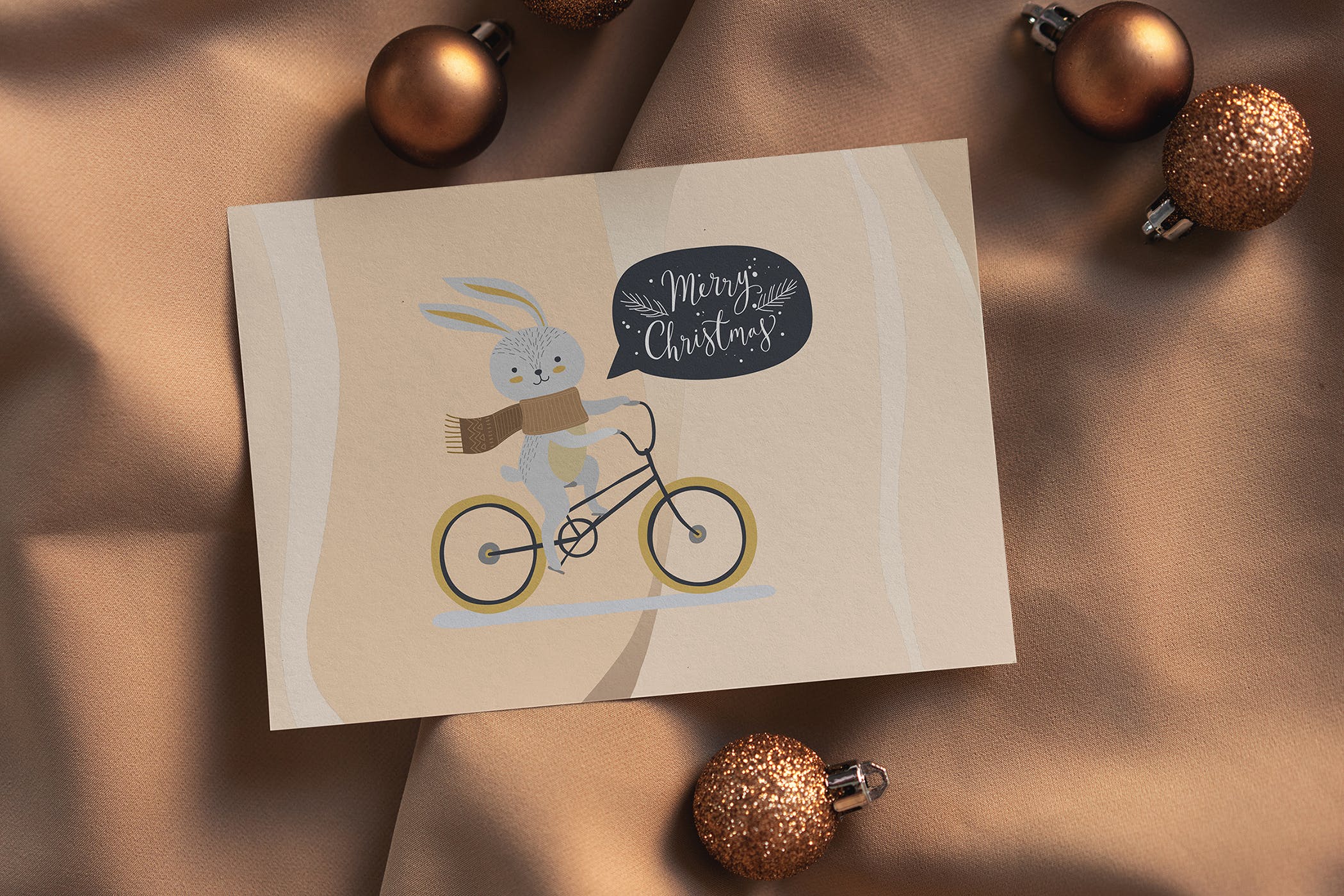 圣诞节明信片设计图预览样机模板 Christmas Postcard Mock-Ups插图4