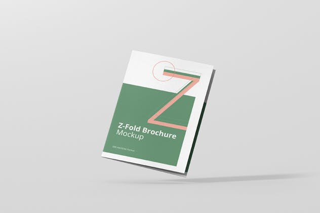 Z字母三折页宣传册样机 Z-Fold Brochure Mockup – Din A4 A5 A6插图1