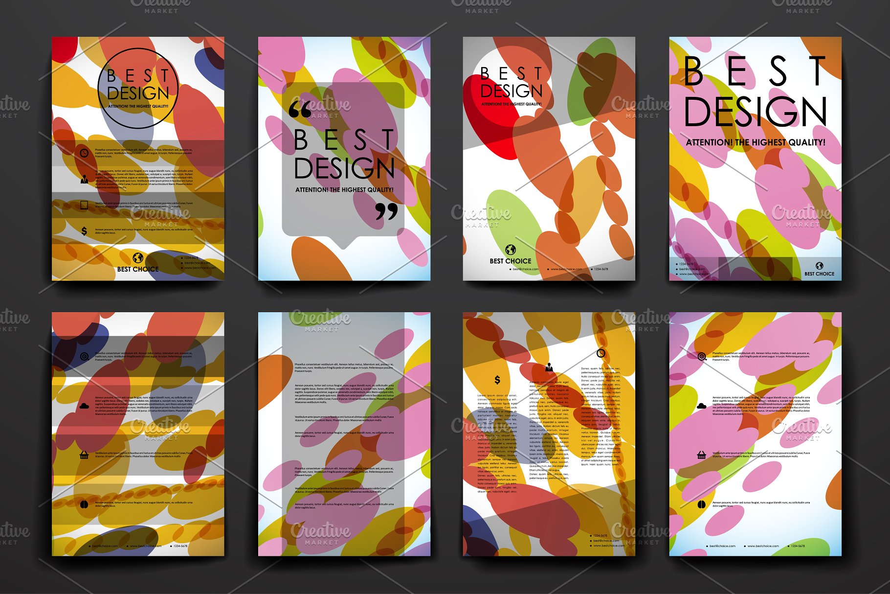 抽象彩色几何椭圆图形宣传册模板 Brochure Templates插图(11)