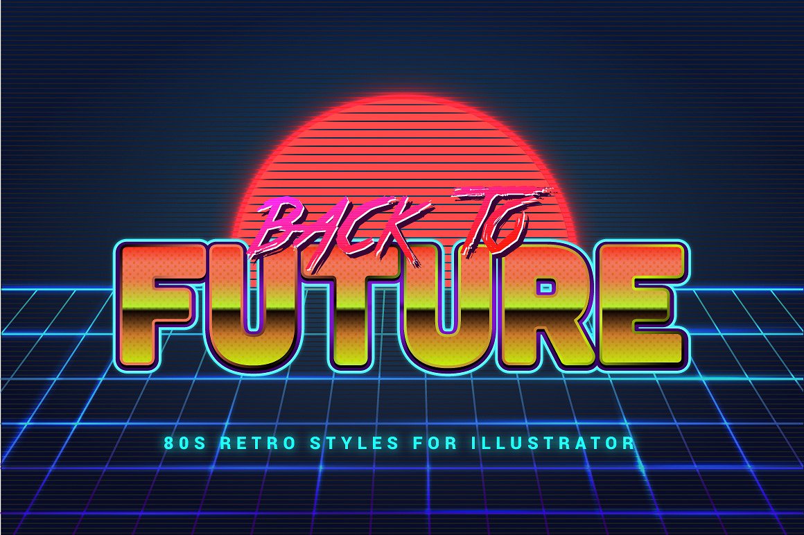 80年代复古文本图层样式 80s Retro Illustrator Styles插图9