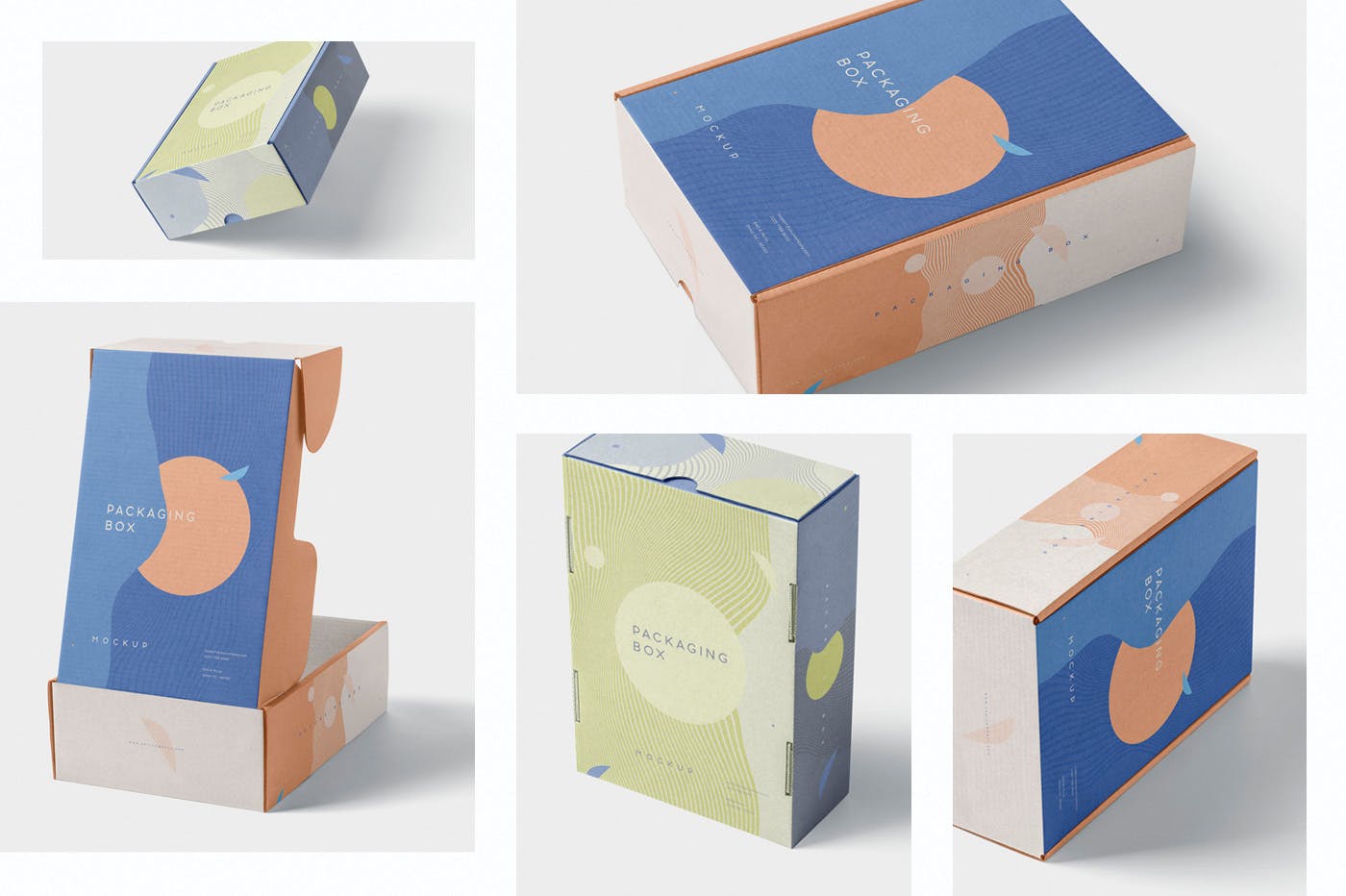 矩形包装盒设计效果图多角度预览样机 5 Rectangular Packaging Box Mockups插图(1)