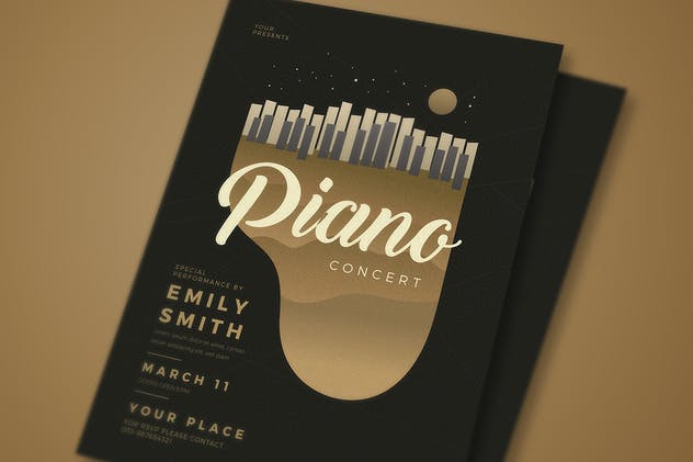 钢琴演奏会音乐活动海报设计模板 Piano Concert Flyer插图(2)