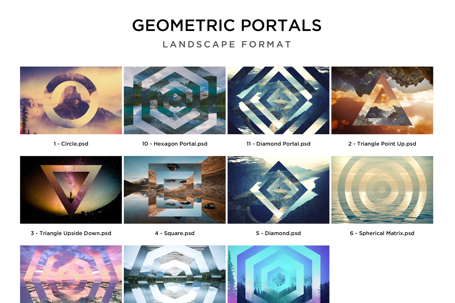 几何图案照片效果PS动作 Geometric Portals Photoshop Actions插图(10)