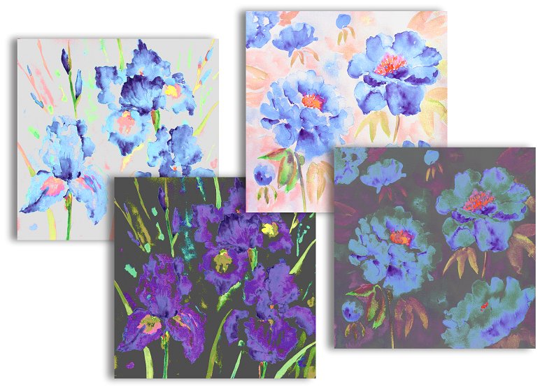 紫色水彩花卉图案背景纹理 Watercolor Floral Pattern Purple插图(2)