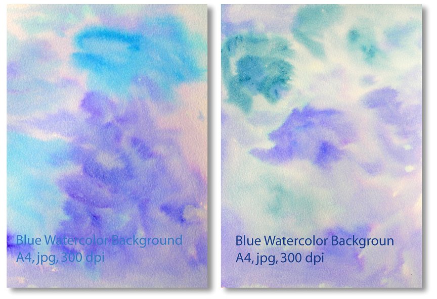 淡蓝色调水彩肌理 Blue Watercolor textured background插图(2)