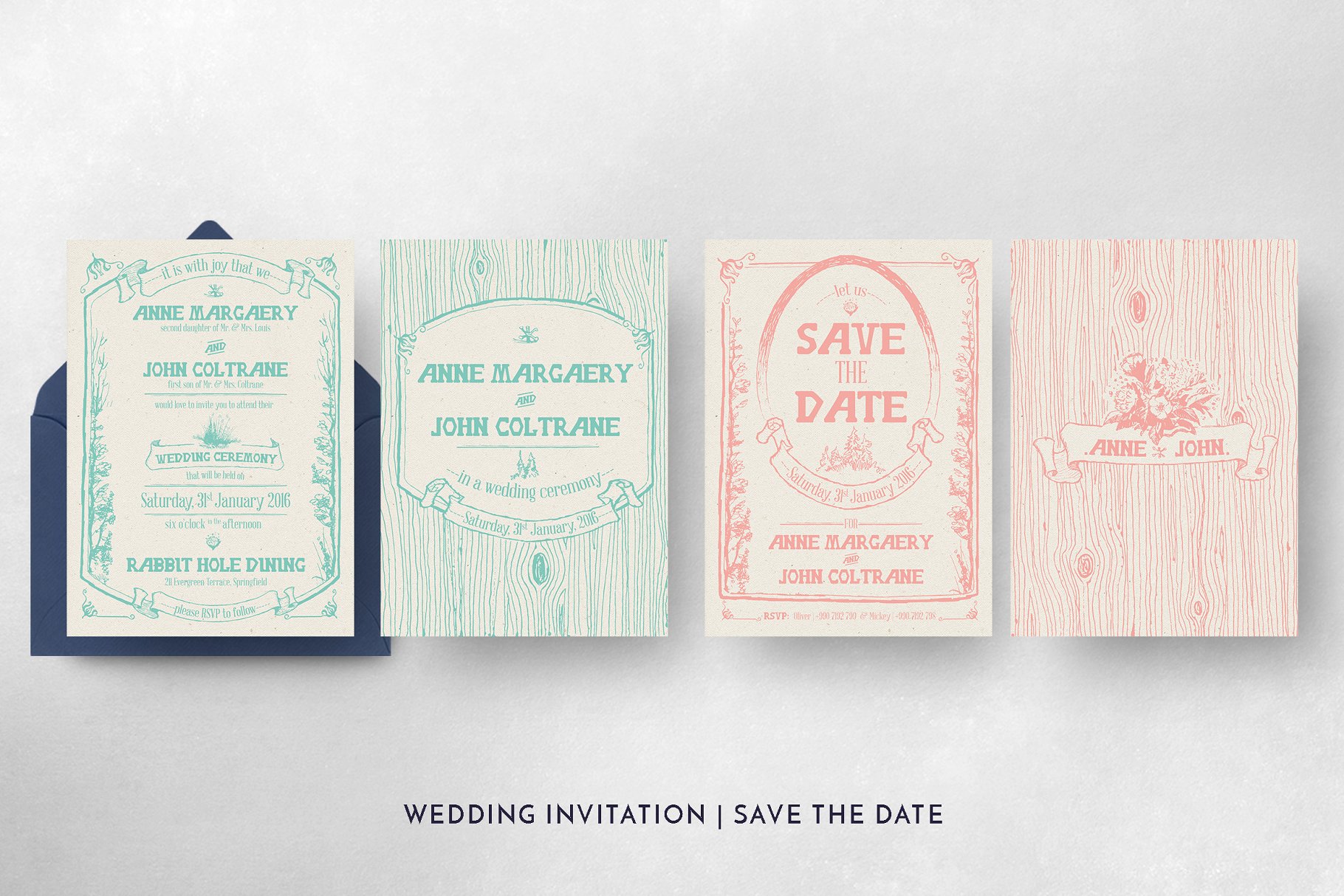 异想天开的森林婚礼设计物料模板 Whimsical Forest Wedding Suite插图3