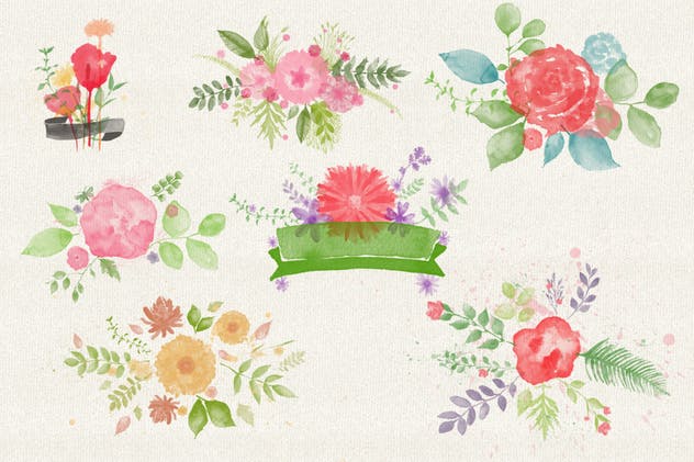 水彩花卉PS印章画笔笔刷 Floral Watercolor PS Stamp Brushes插图(9)
