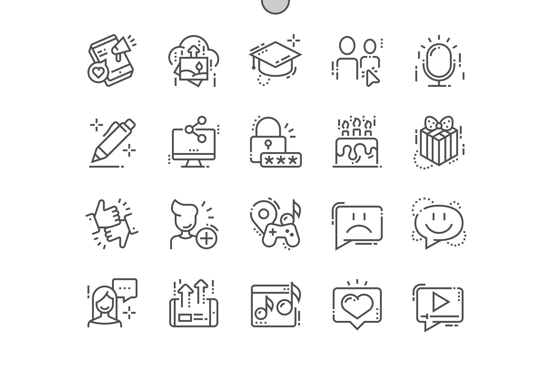 社交媒体主题矢量细线图标 Social Line Icons插图