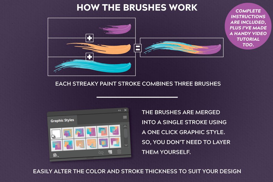 多彩混合油漆AI笔刷 Multi-color, Mixed Paint Brushes插图5
