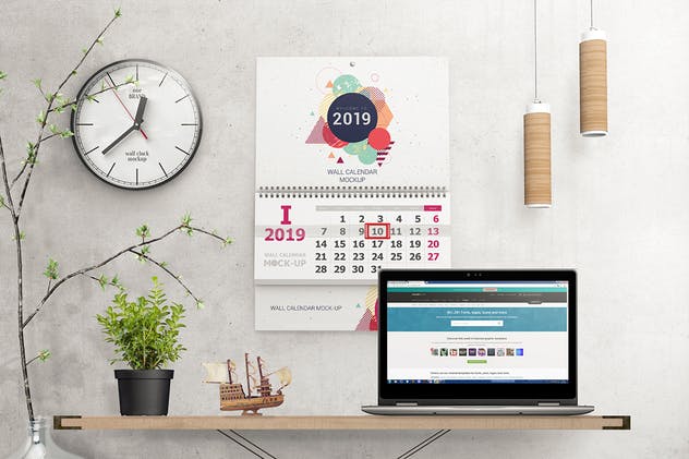 室内墙面挂历样机模板V2 Wall Calendar Mockups 02插图(2)