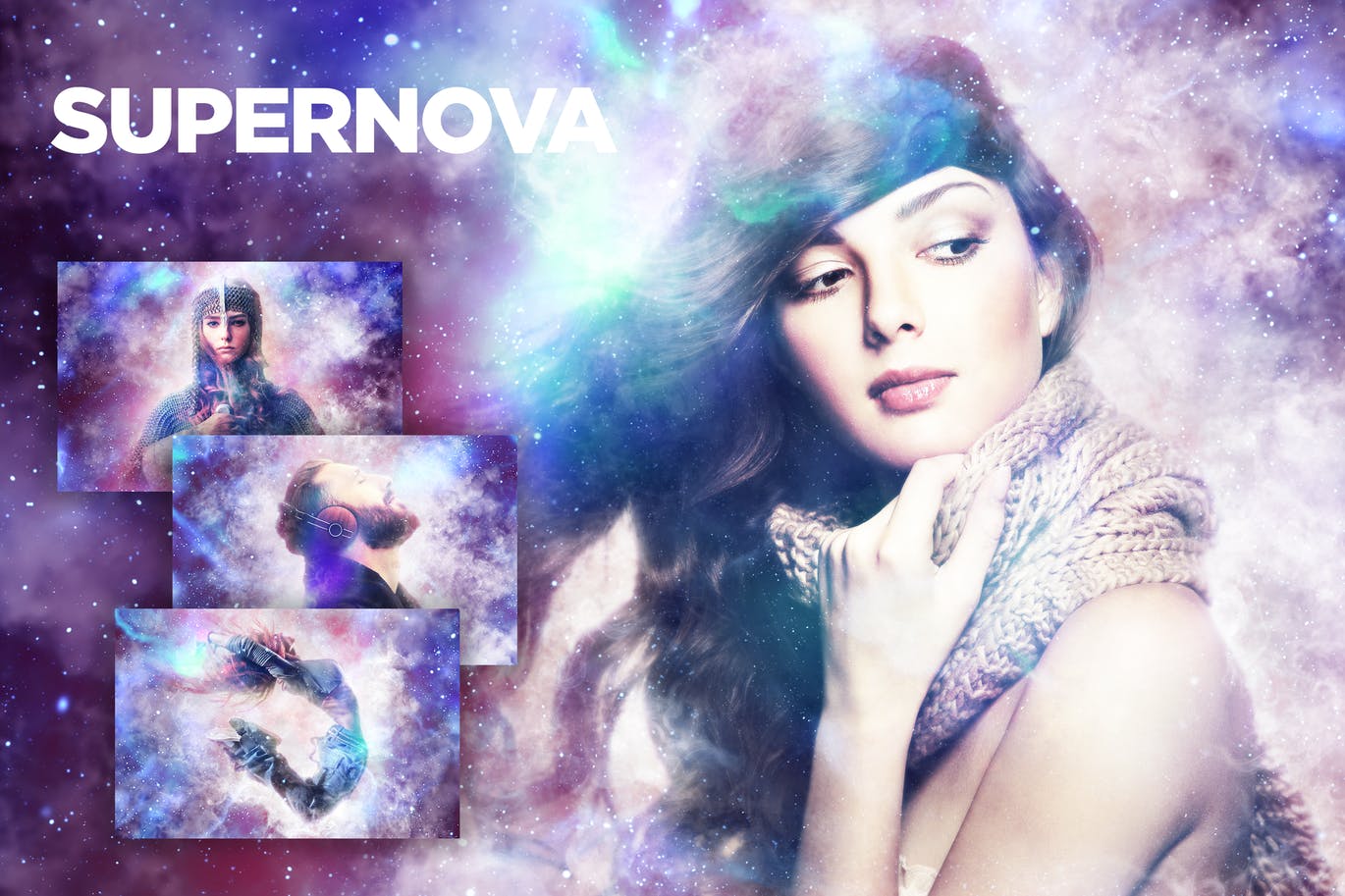 梦幻炫彩光环星云特效PS动作 Supernova CS4+ Photoshop Action插图