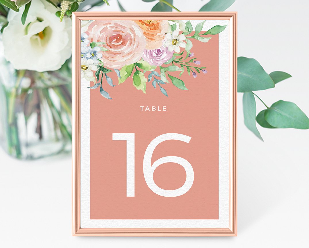 彩色水彩花卉婚礼邀请函模板集 Pastel watercolor floral invitation插图(5)