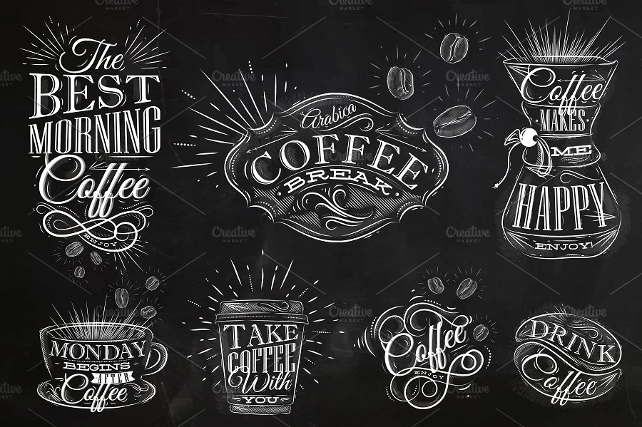 手绘咖啡符号插画 Coffee Symbols插图(5)