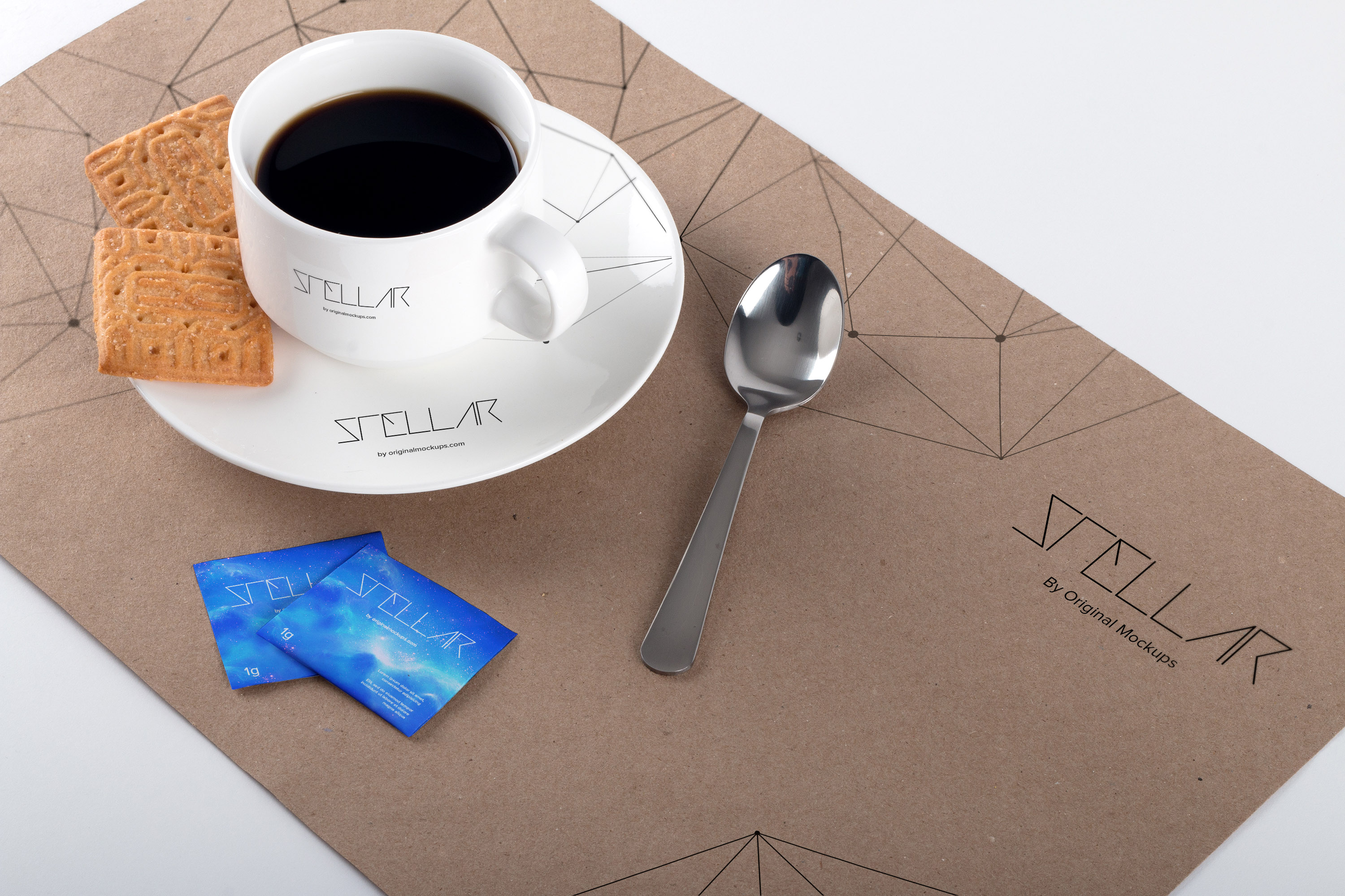 咖啡杯和餐垫咖啡品牌设计样机02 Coffee Cup and Placemat Mockup 02插图