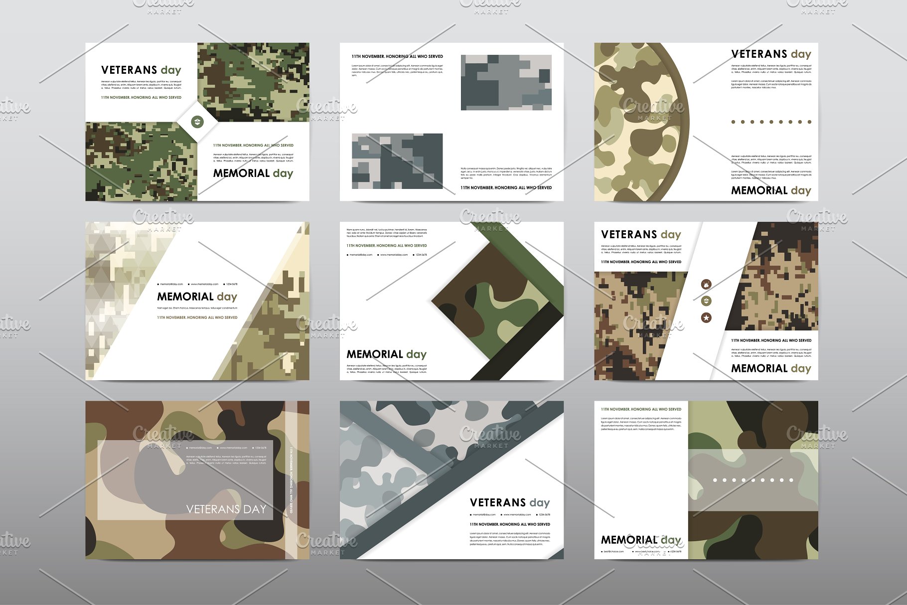 40+老兵节军人宣传小册模板 Veteran’s Day Brochures Bundle插图1